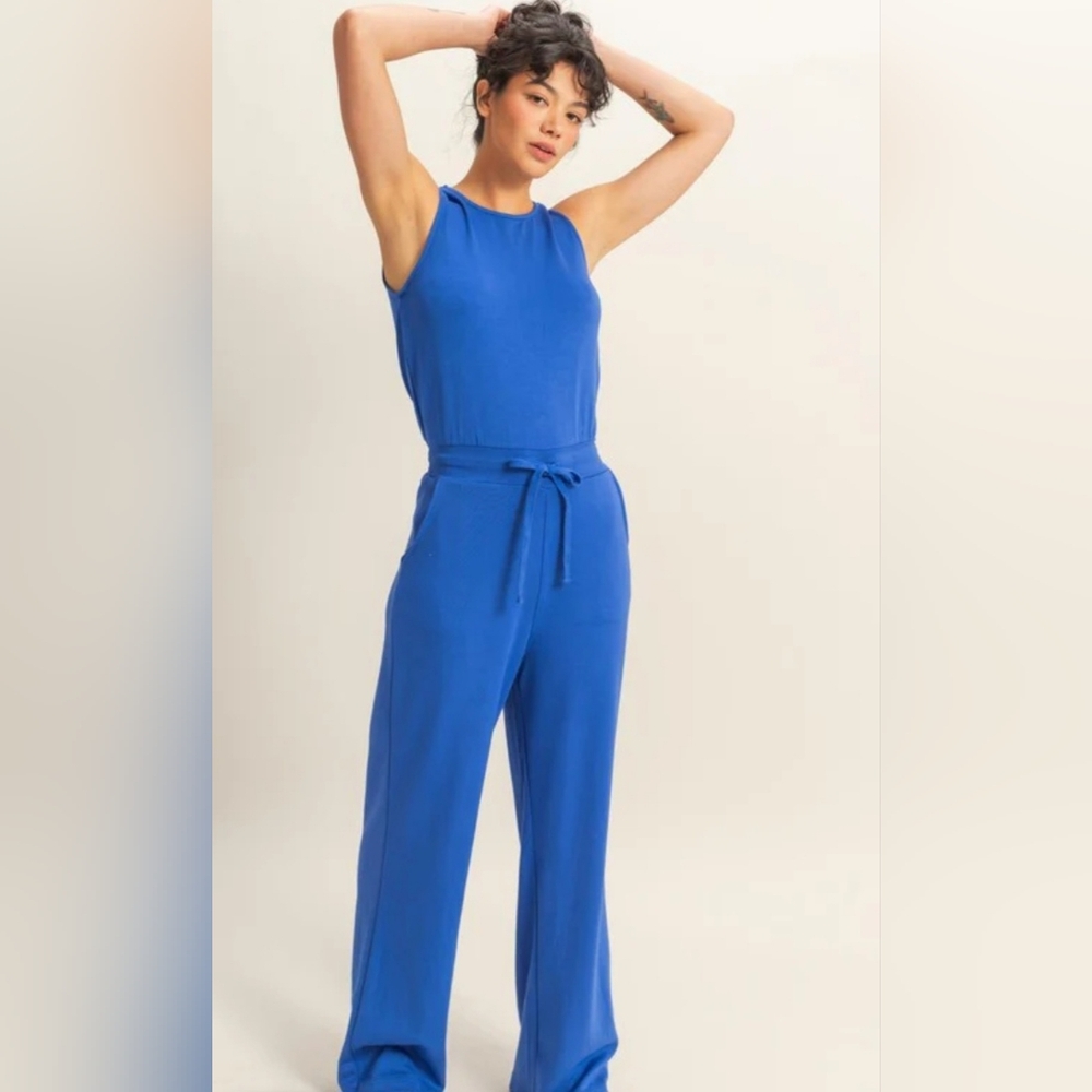 (NWOT) Royal Blue Sleeveless Jumpsuit - Picture 7 of 7